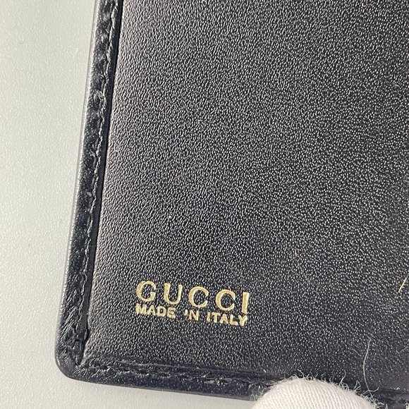 Authentic Vintage Gucci GG Monogram Canvas Black Leather Trim Long Wallet, Black - Picture 7 of 15